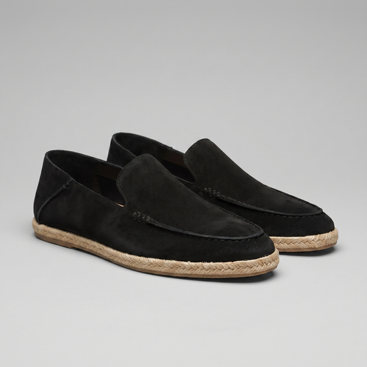 Mocassini Uomo in Camoscio Espadrillas Suola in Corda