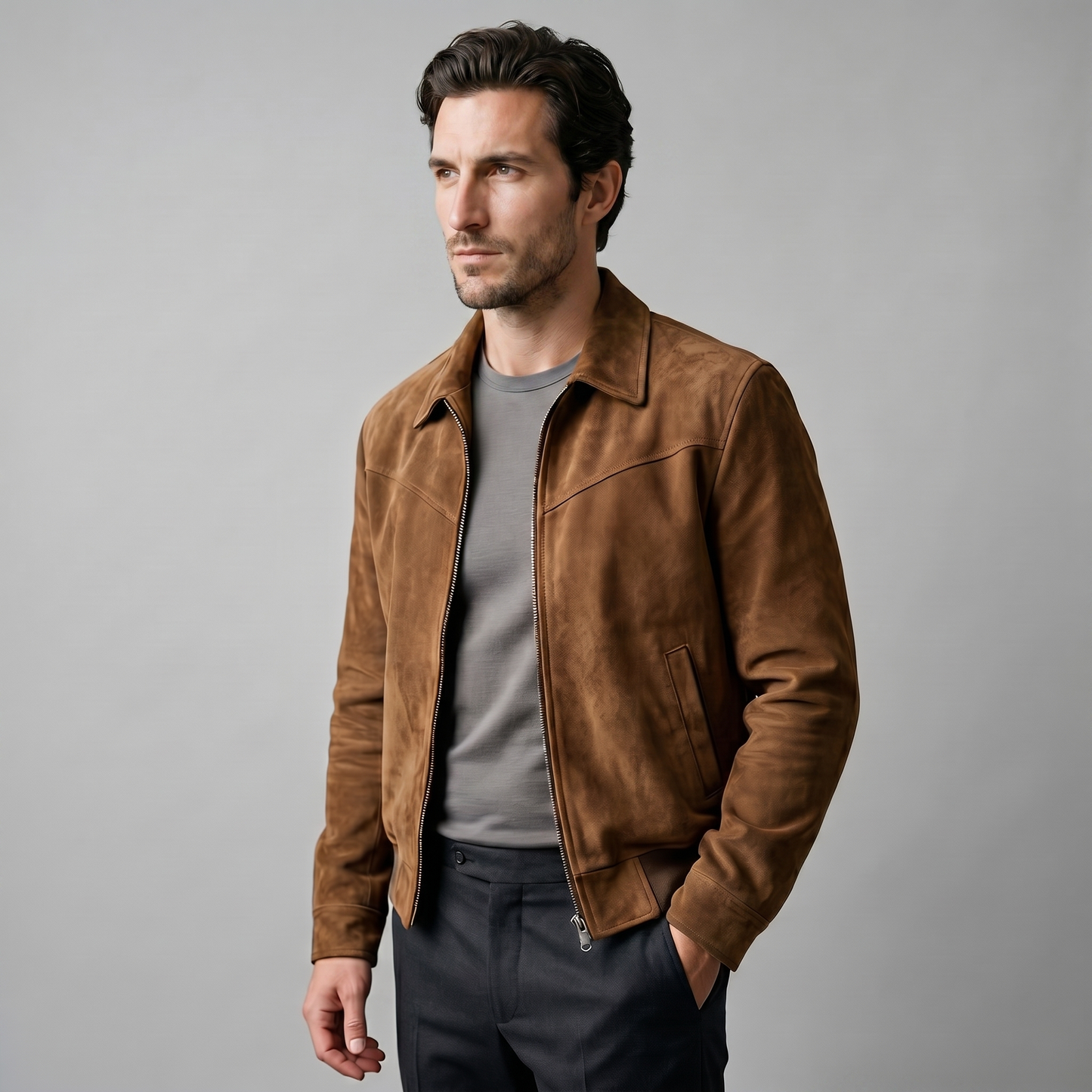 Giacca Harrington Uomo in Camoscio