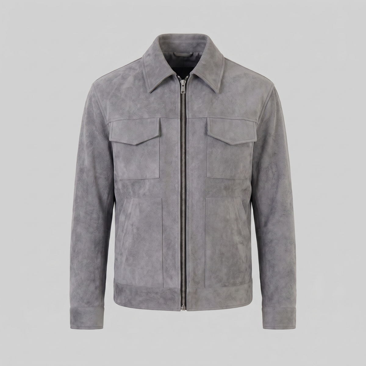 Giacca Uomo Scamosciata con Collo Zip