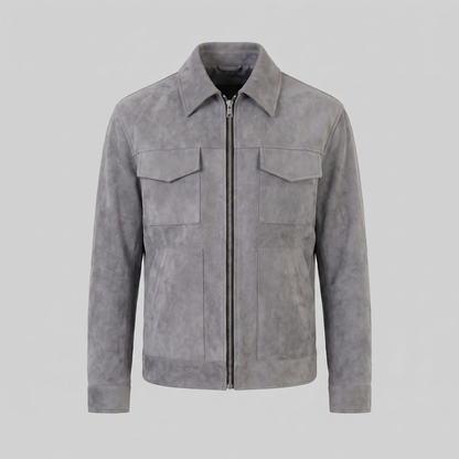 Giacca Uomo Scamosciata con Collo Zip