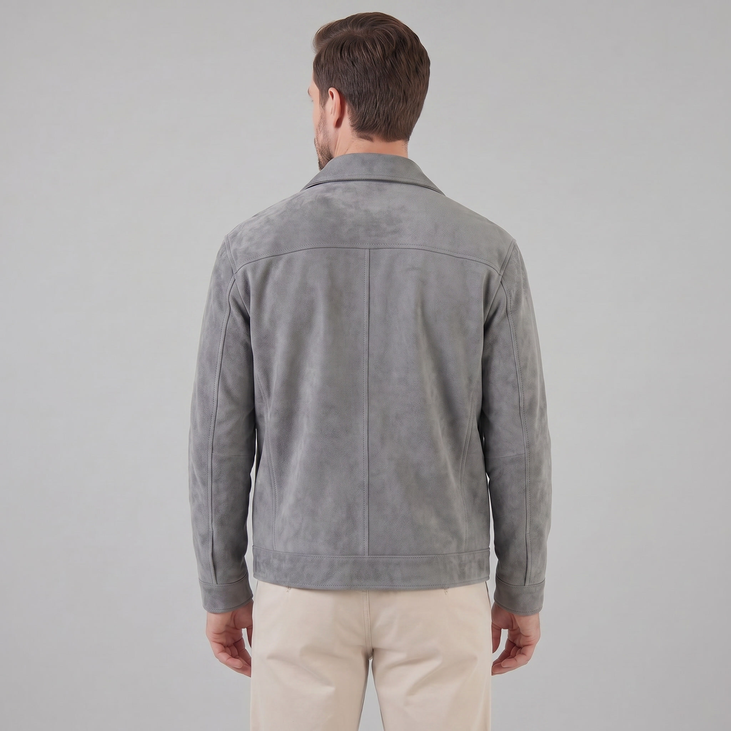 Giacca Uomo Scamosciata con Collo Zip
