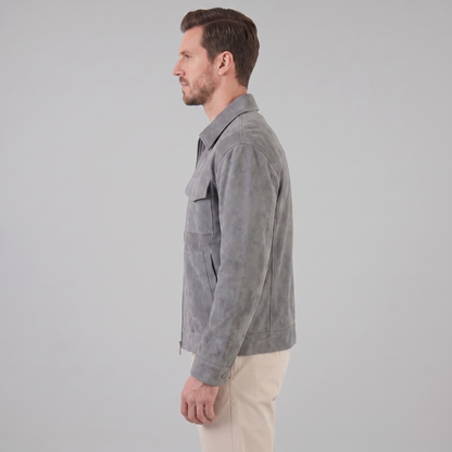 Giacca Uomo Scamosciata con Collo Zip