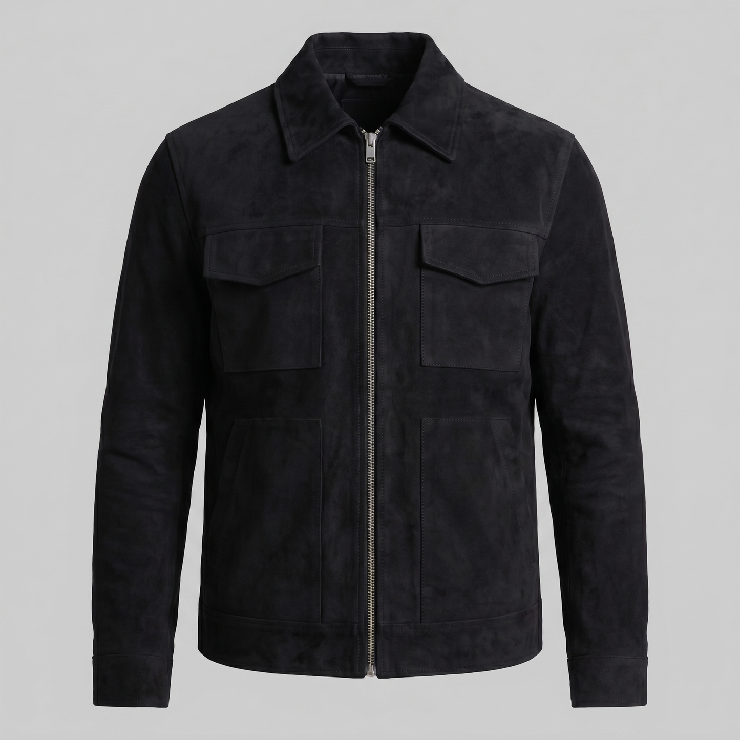 Giacca Uomo Scamosciata con Collo Zip