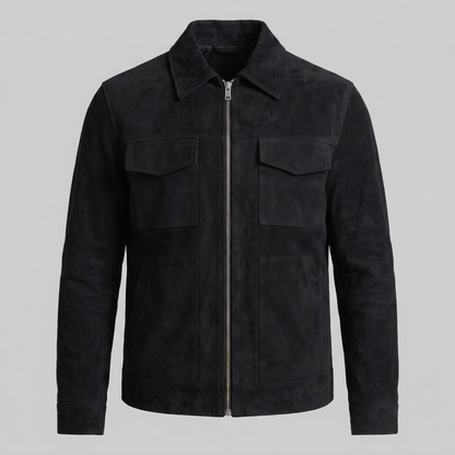 Giacca Uomo Scamosciata con Collo Zip