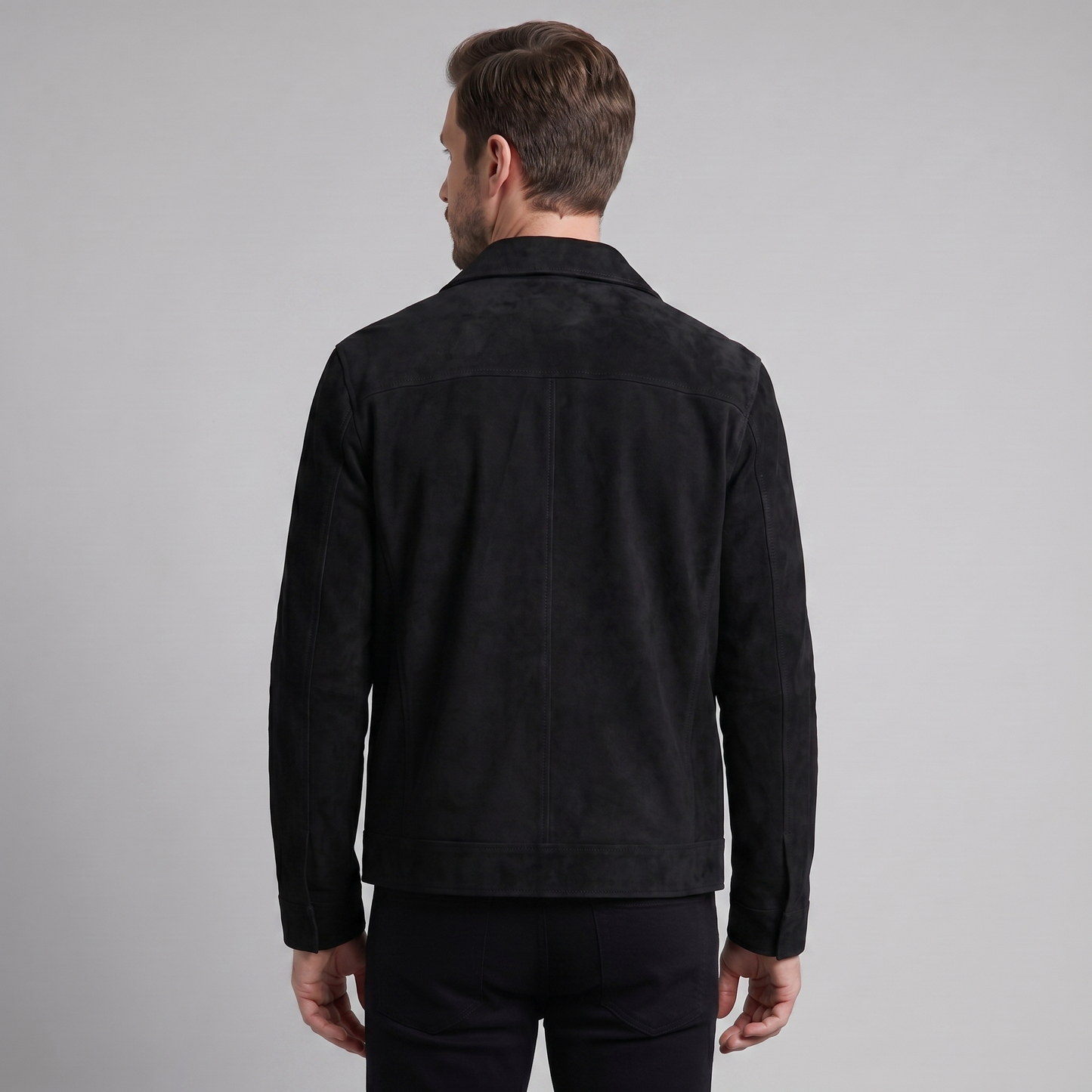 Giacca Uomo Scamosciata con Collo Zip