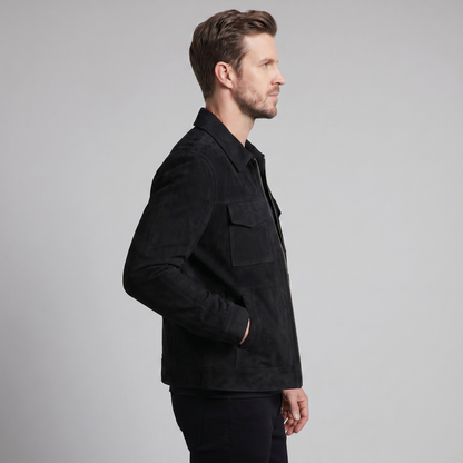 Giacca Uomo Scamosciata con Collo Zip