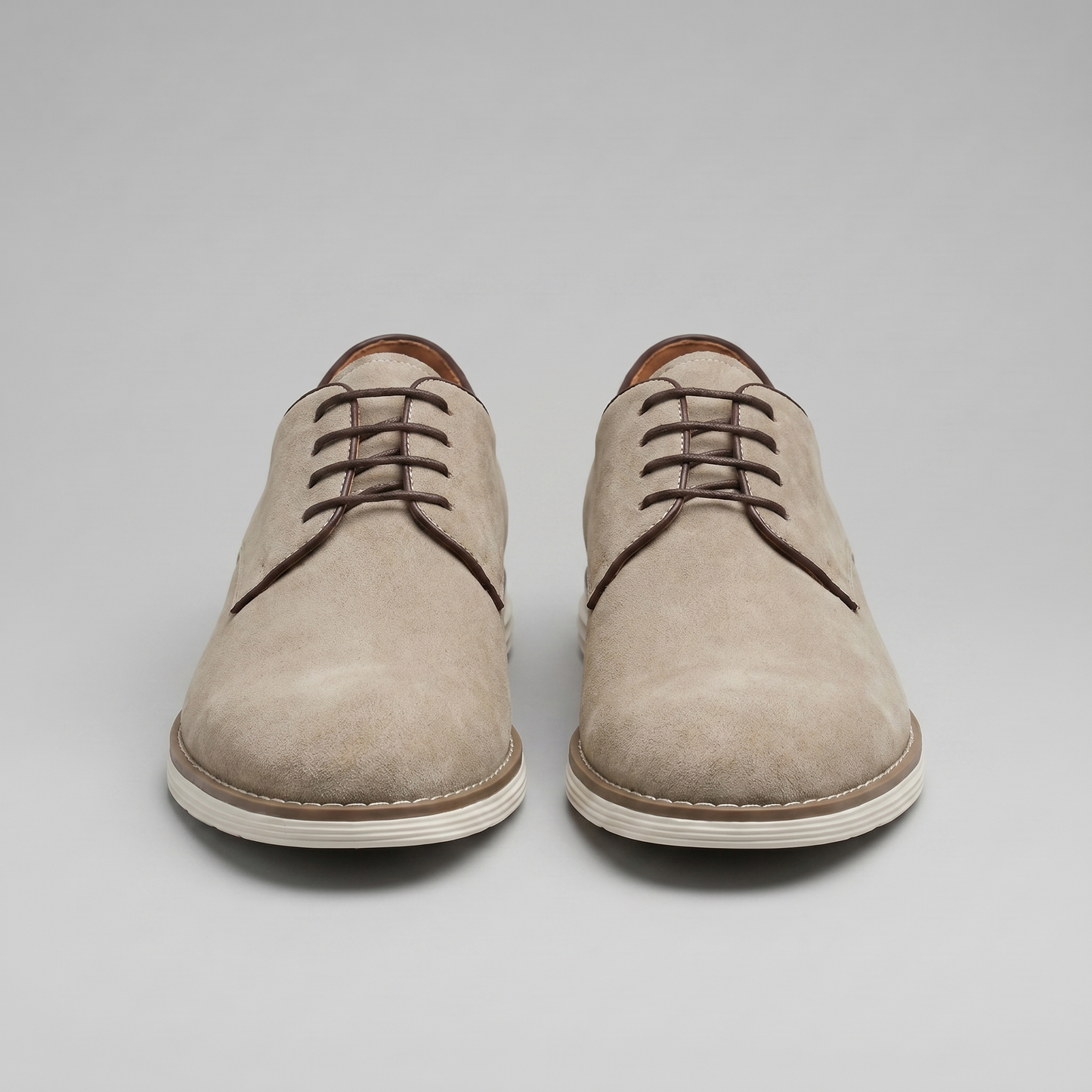 Scarpe Derby Uomo Effetto Camoscio Stringate Cammello