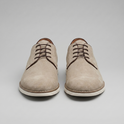 Scarpe Derby Uomo Effetto Camoscio Stringate Cammello