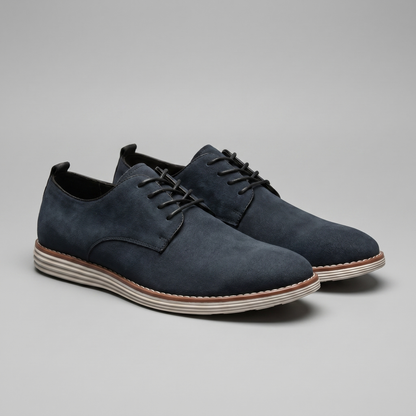 Scarpe Derby Uomo Effetto Camoscio Stringate Cammello