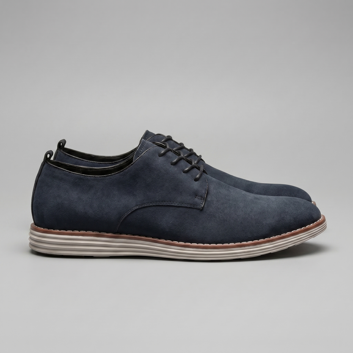 Scarpe Derby Uomo Effetto Camoscio Stringate Cammello