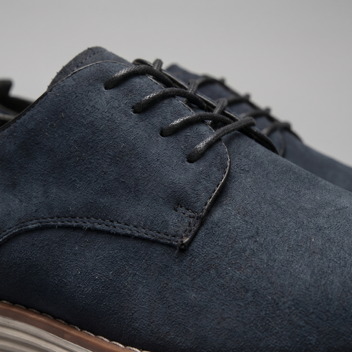 Scarpe Derby Uomo Effetto Camoscio Stringate Cammello