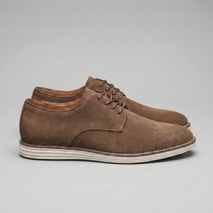Scarpe Derby Uomo Effetto Camoscio Stringate Cammello