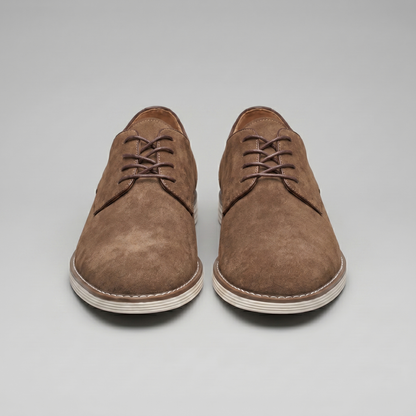 Scarpe Derby Uomo Effetto Camoscio Stringate Cammello
