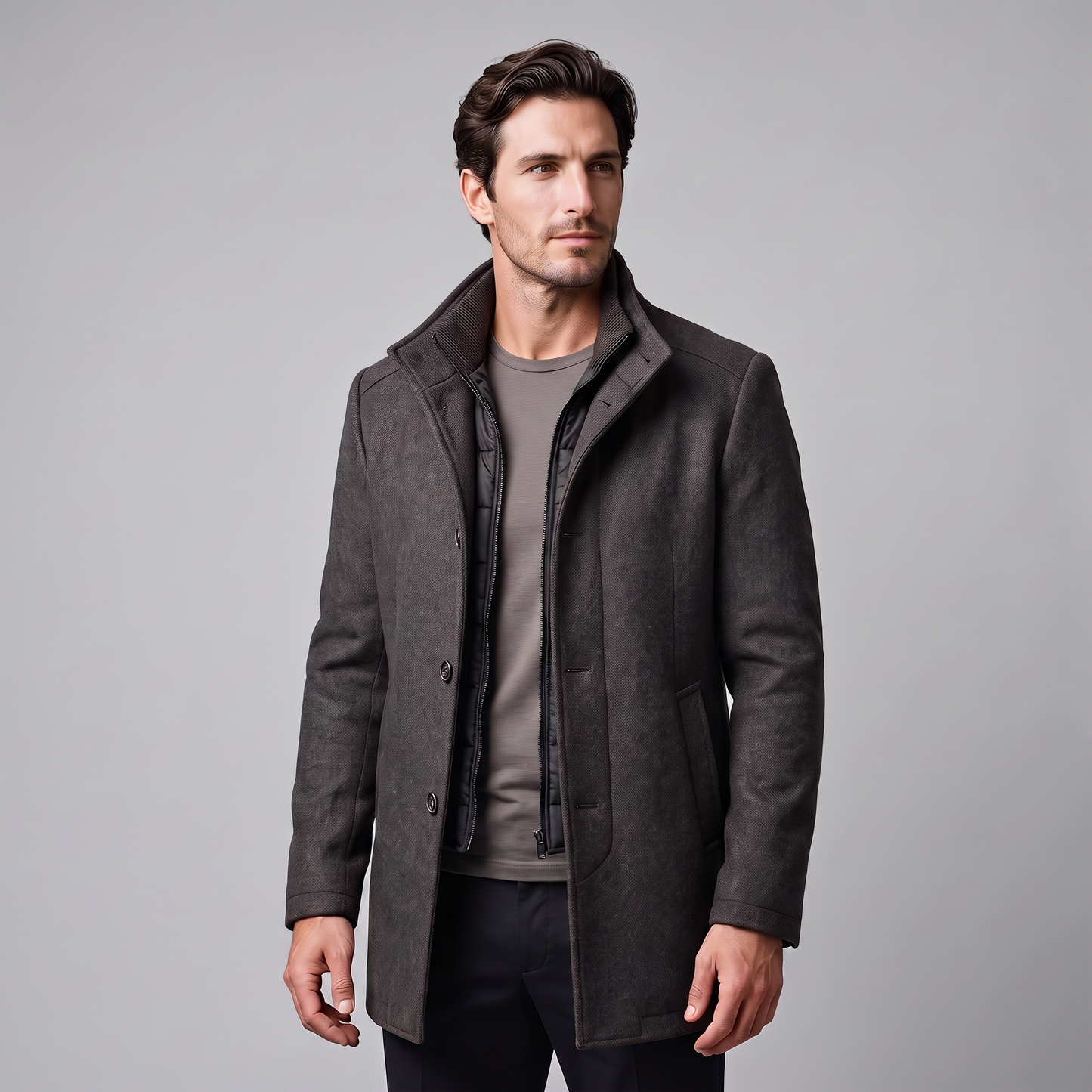 Cappotto Uomo con Gilet Trapuntato Staccabile