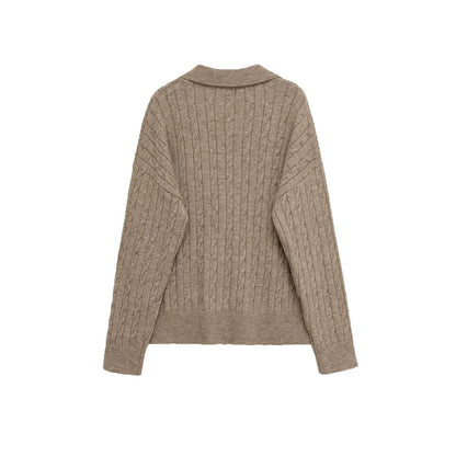 Maglione Donna Scollo a V in Maglia a Trecce