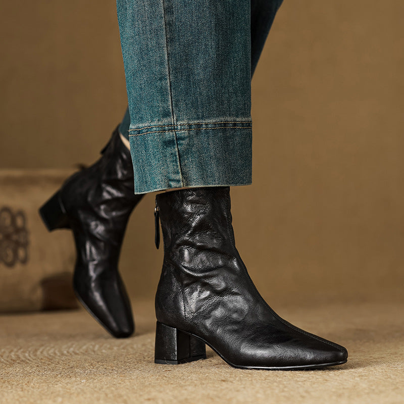 Celeste | Stivaletti Donna in Pelle Autentica con Tacco Medio