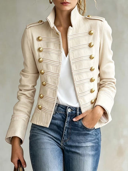 Marina | Giacca di Jeans Donna Stile Militare con Bottoni Dorati