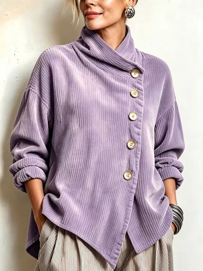 Caterina | Maglione Donna in Velluto a Coste con Collo Alto