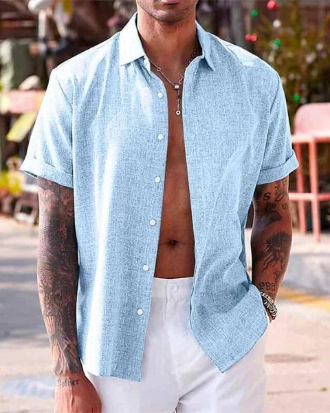 Camicia Uomo a Maniche Corte Morbida Leggera Estiva