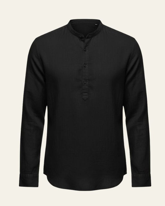 Camicia Uomo Collo a Banda Effetto Lino