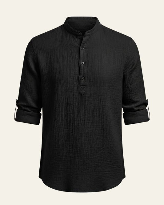Camicia Uomo con Collo Rialzato e Mezzo Bottone