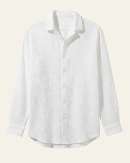 Camicia Uomo Bottonata Testurizzata in Lino Ecologico
