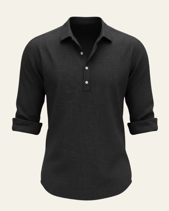 Camicia Uomo Testurizzata con Bottoni Collo Aperto Estiva