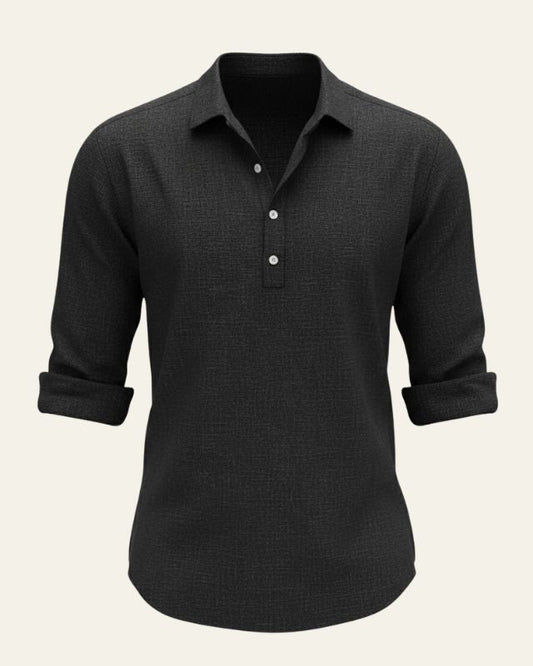 Camicia Uomo Testurizzata a Collo Aperto