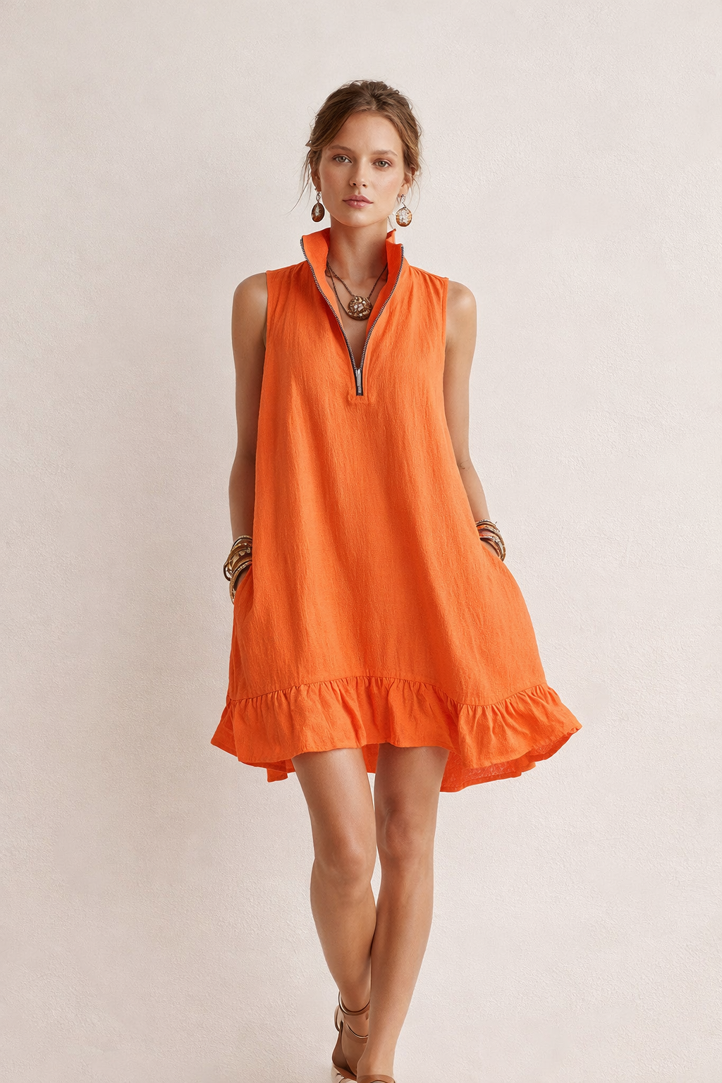 Abito Donna Smanicato con Chiusura Frontale