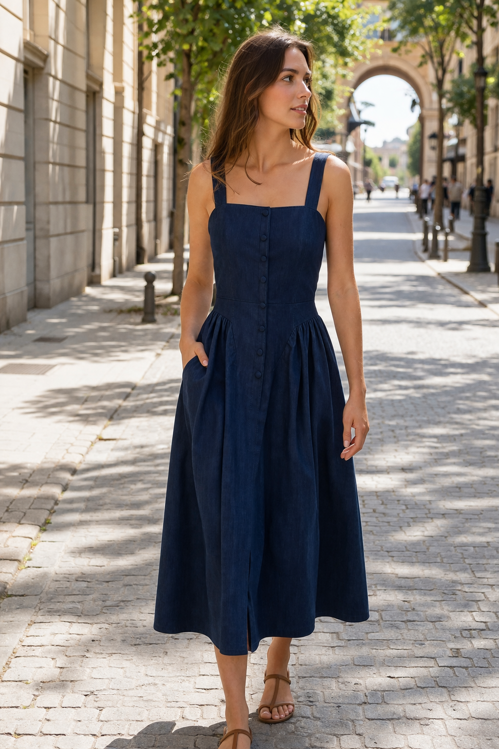 Abito Midi Donna Estivo con Spalline