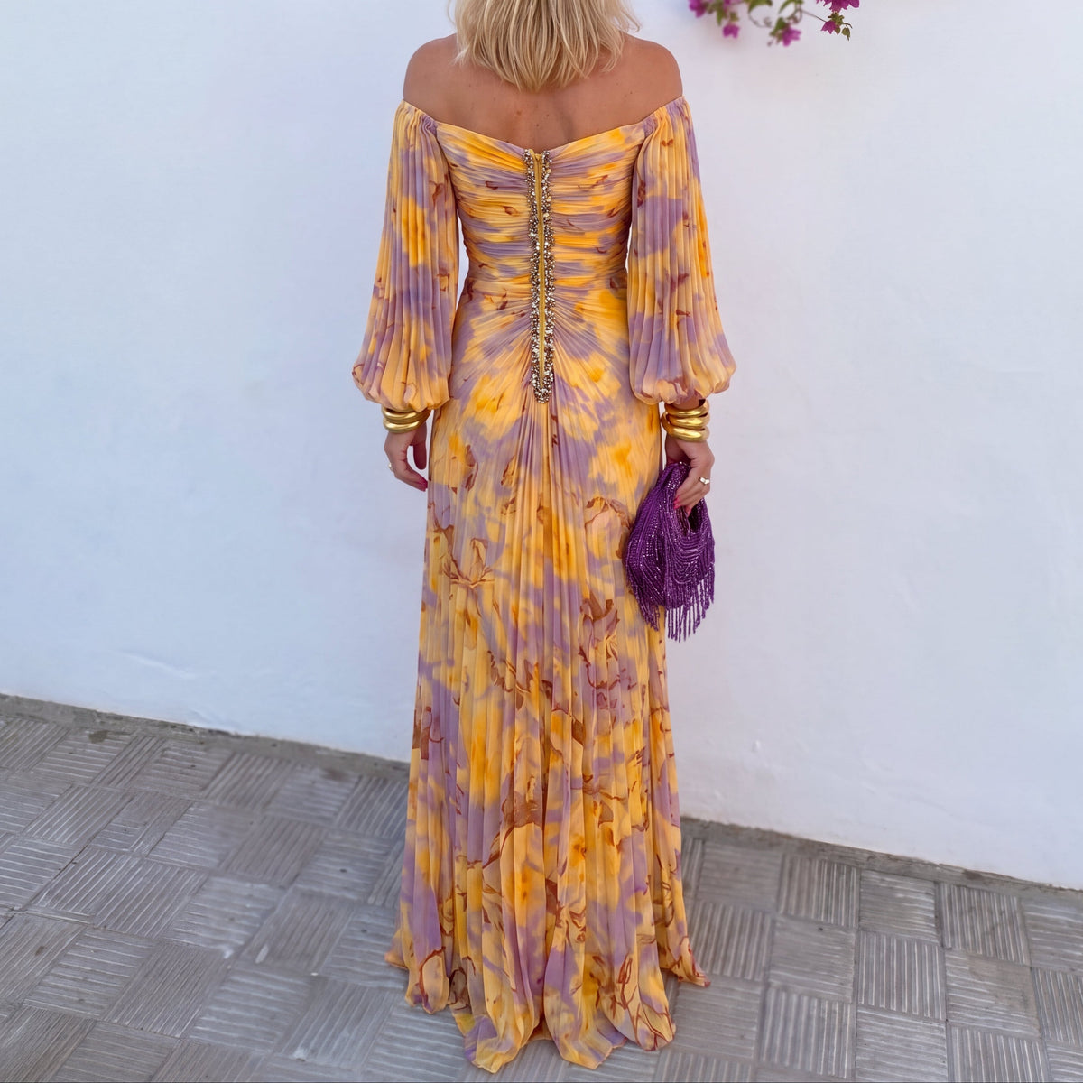Mia - Abito lungo donna tie-dye con spalle scoperte