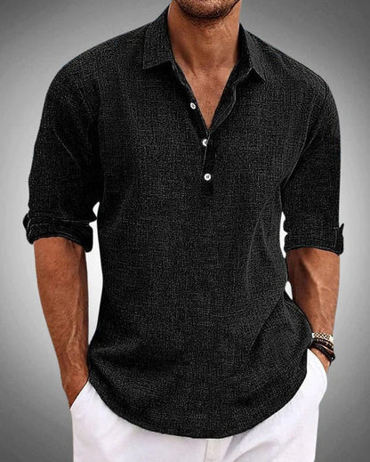 Camicia Uomo Testurizzata con Bottoni Collo Aperto Estiva