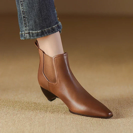 Laura | Stivali Donna in Pelle Autentica con Tacco Curvo