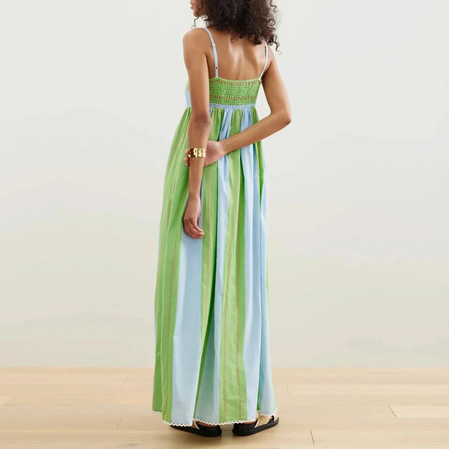 Abito Lungo Donna a Righe con Spalline Sottili