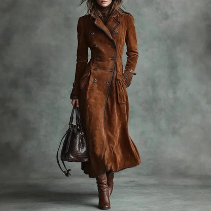 Giuliana | Trench Lungo Donna Effetto Camoscio con Cintura