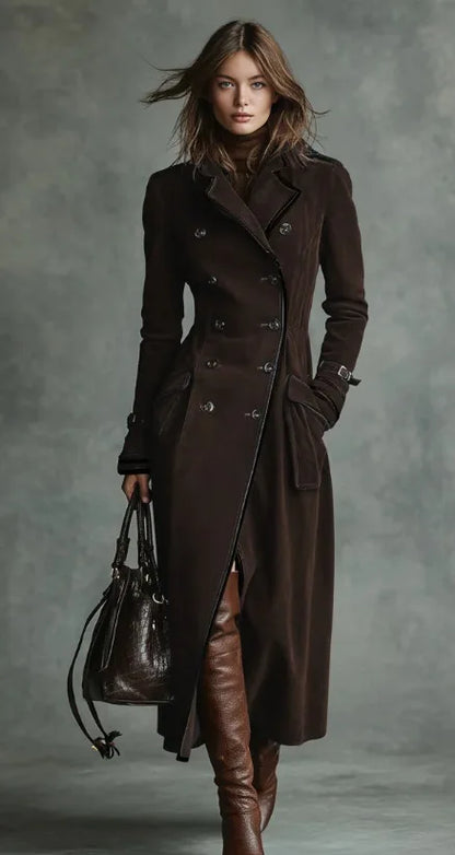 Giuliana | Trench Lungo Donna Effetto Camoscio con Cintura