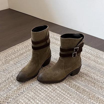 Siena | Stivali Donna Stile Western in Camoscio Autentico