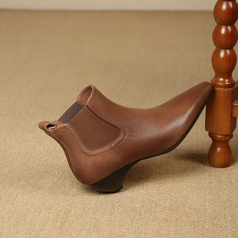 Laura | Stivali Donna in Pelle Autentica con Tacco Curvo