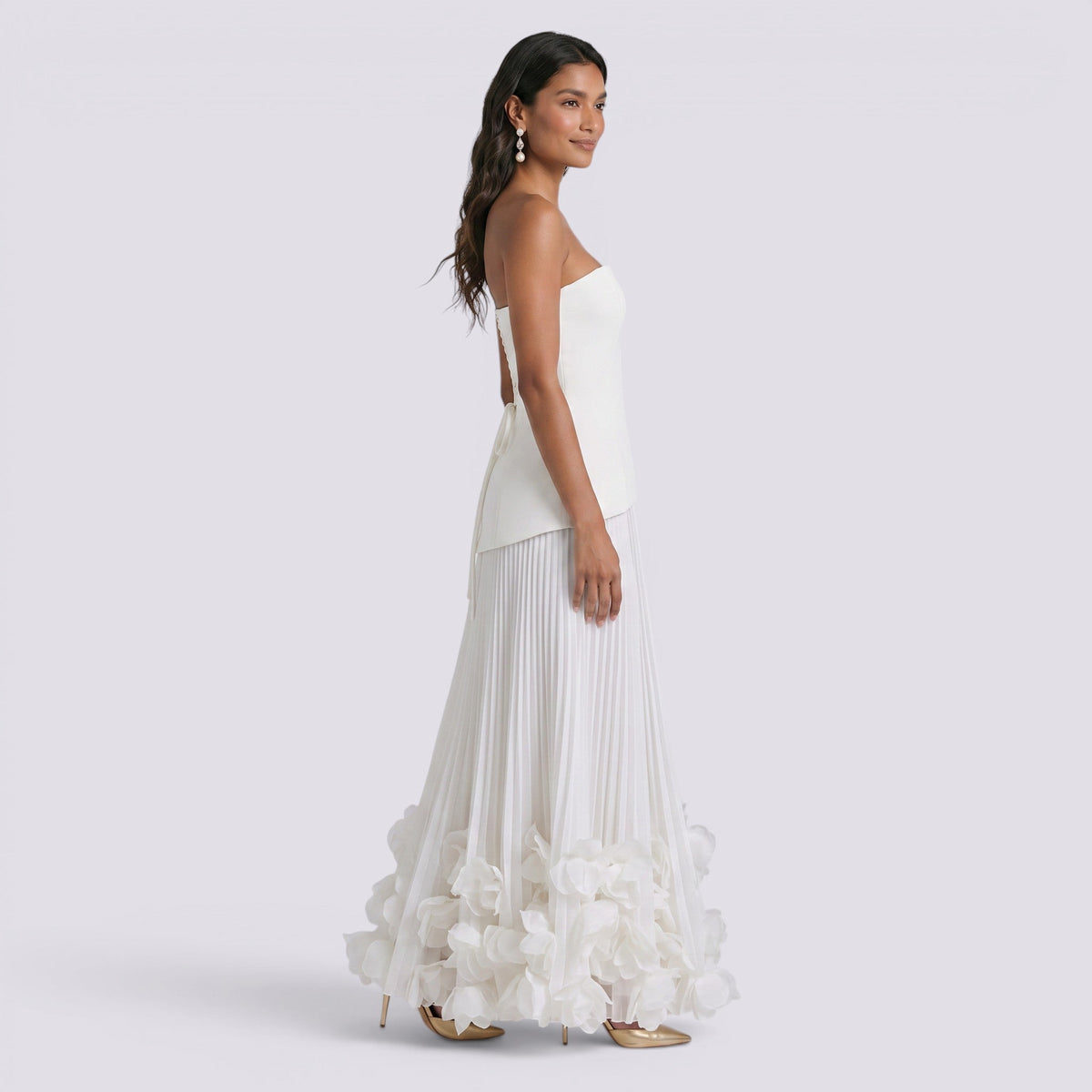 Abito Lungo Donna con Scollo Bardot