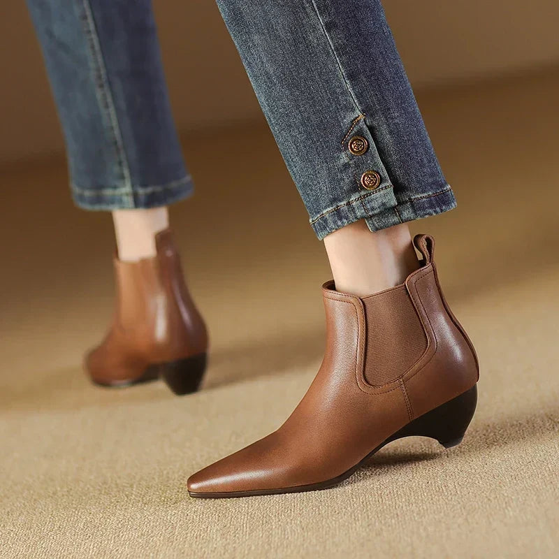 Laura | Stivali Donna in Pelle Autentica con Tacco Curvo