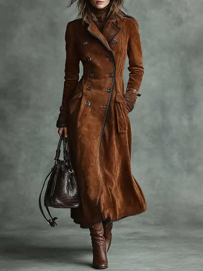Giuliana | Trench Lungo Donna Effetto Camoscio con Cintura