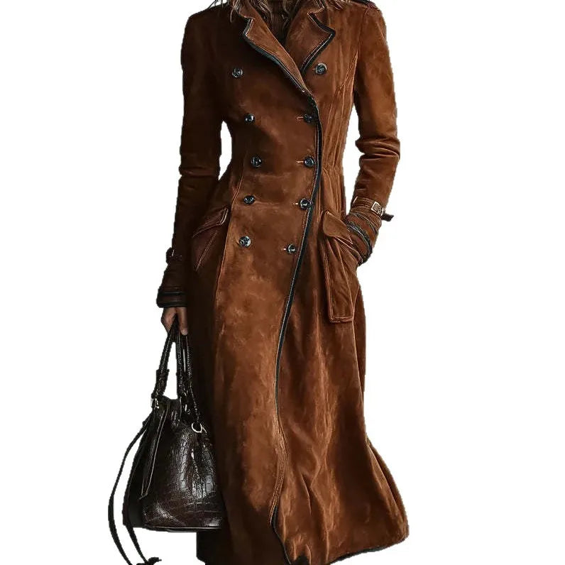 Giuliana | Trench Lungo Donna Effetto Camoscio con Cintura