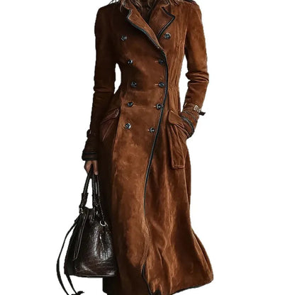 Giuliana | Trench Lungo Donna Effetto Camoscio con Cintura