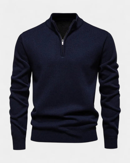 Maglione Uomo Mezza Zip in Cotone Design Pulito Versatile