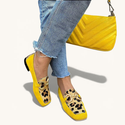 Mocassini Donna Gialli con Stampa Animalier