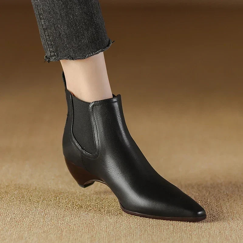 Laura | Stivali Donna in Pelle Autentica con Tacco Curvo