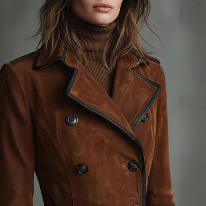 Giuliana | Trench Lungo Donna Effetto Camoscio con Cintura