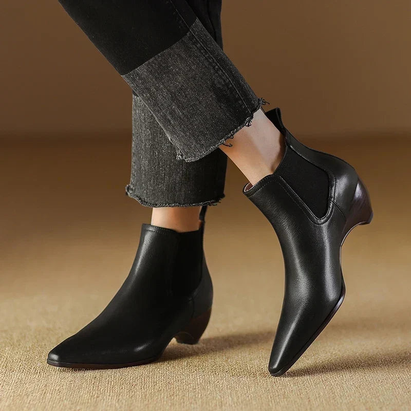 Laura | Stivali Donna in Pelle Autentica con Tacco Curvo