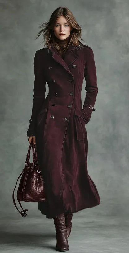 Giuliana | Trench Lungo Donna Effetto Camoscio con Cintura