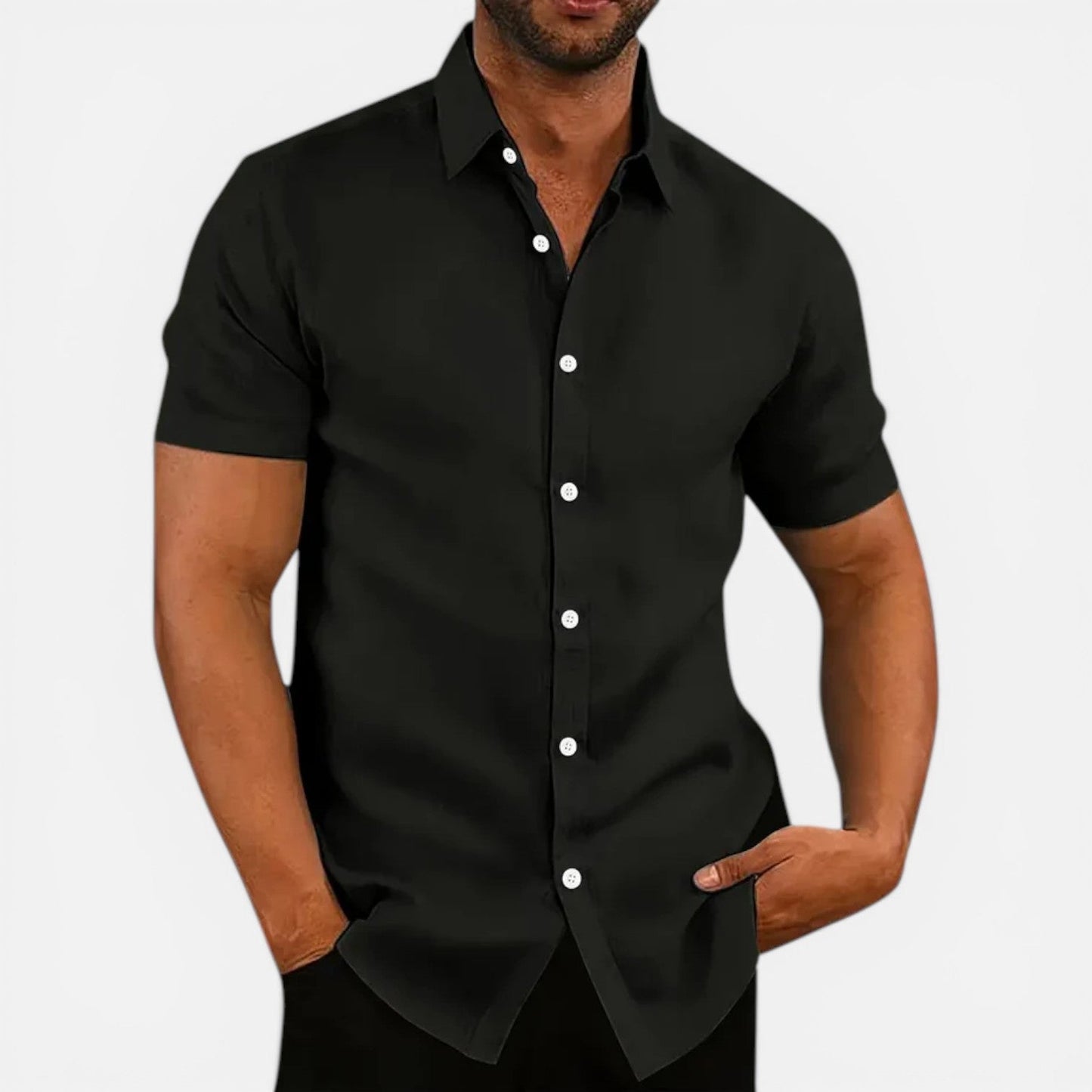 Camicia Uomo Manica Corta Slim Fit Leggera Traspirante Estiva